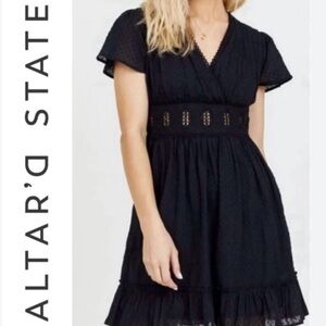 NWT Altar'd State  Dark Fairy Black Baby Doll Cotton Dress SZ M